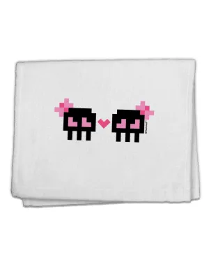 8-Bit Skull Love - Girl and Girl 11&#x22;x18&#x22; Dish Fingertip Towel