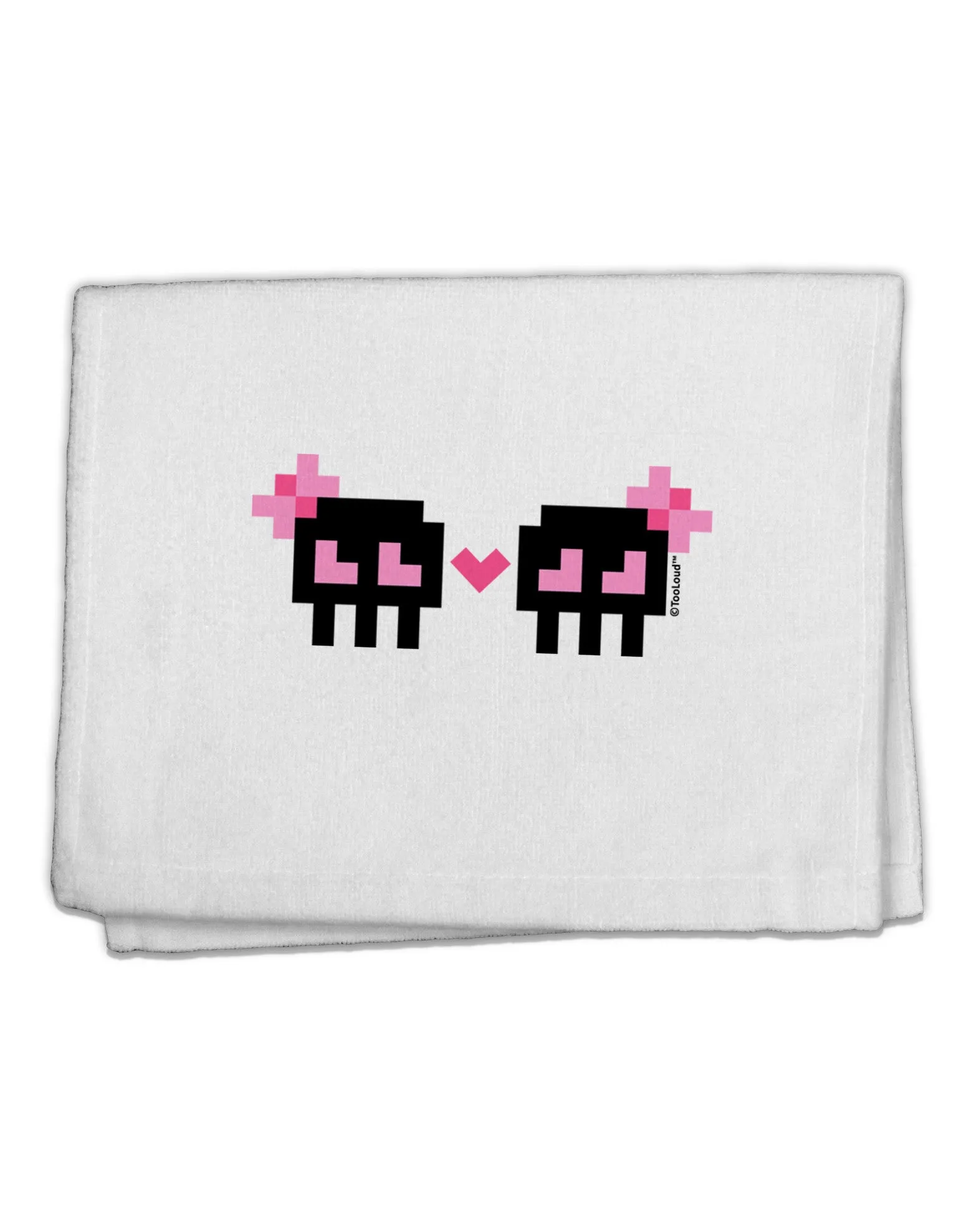 8-Bit Skull Love - Girl and Girl 11&#x22;x18&#x22; Dish Fingertip Towel