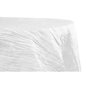 Accordion Crinkle Taffeta 120" Round Tablecloth - White