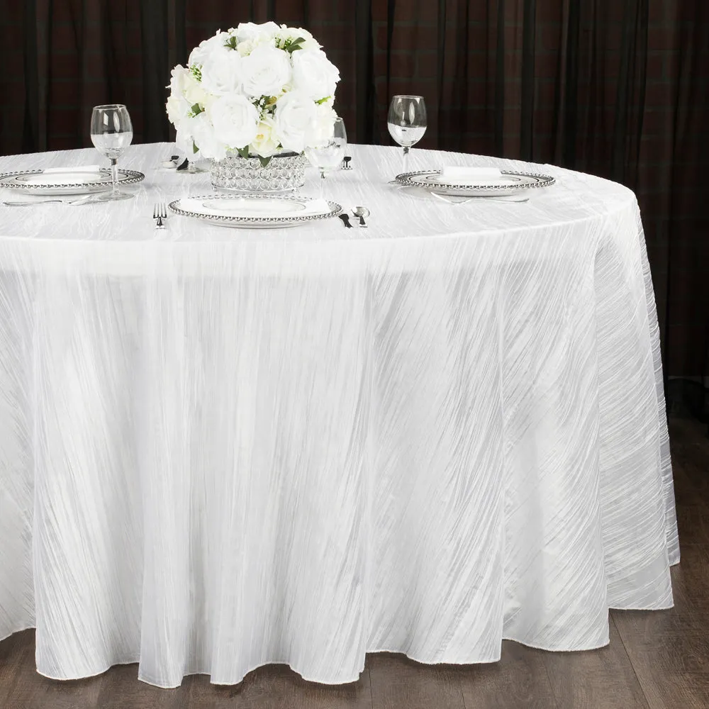 Accordion Crinkle Taffeta 120" Round Tablecloth - White