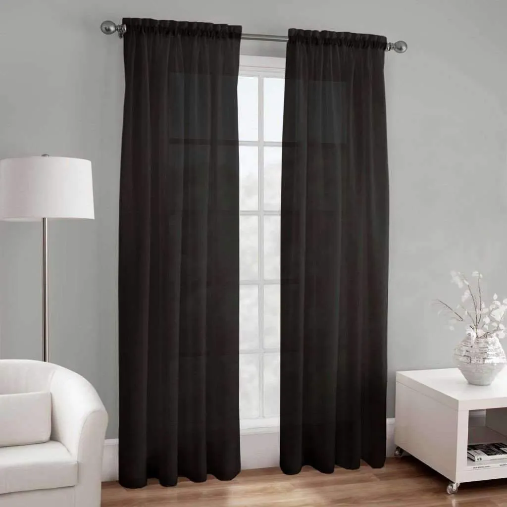 Basic Elegance - Rod Pocket Semi-Sheer Voile Panel | 54 x 84" | Black