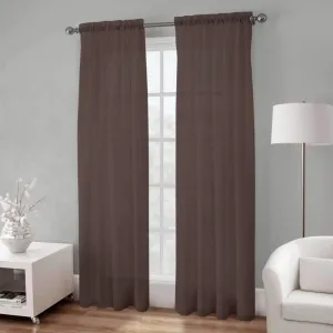 Basic Elegance - Rod Pocket Semi-Sheer Voile Panel | 54 x 84" | Chocolate