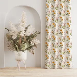 Blackout Curtains, Digital Printed Curtains, Pack of 2 Curtains - Cone Flower - Yellow