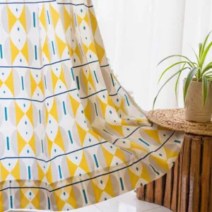 Bohemian 100% Cotton Curtains, Pack of 1 Curtain - Aztec Yellow