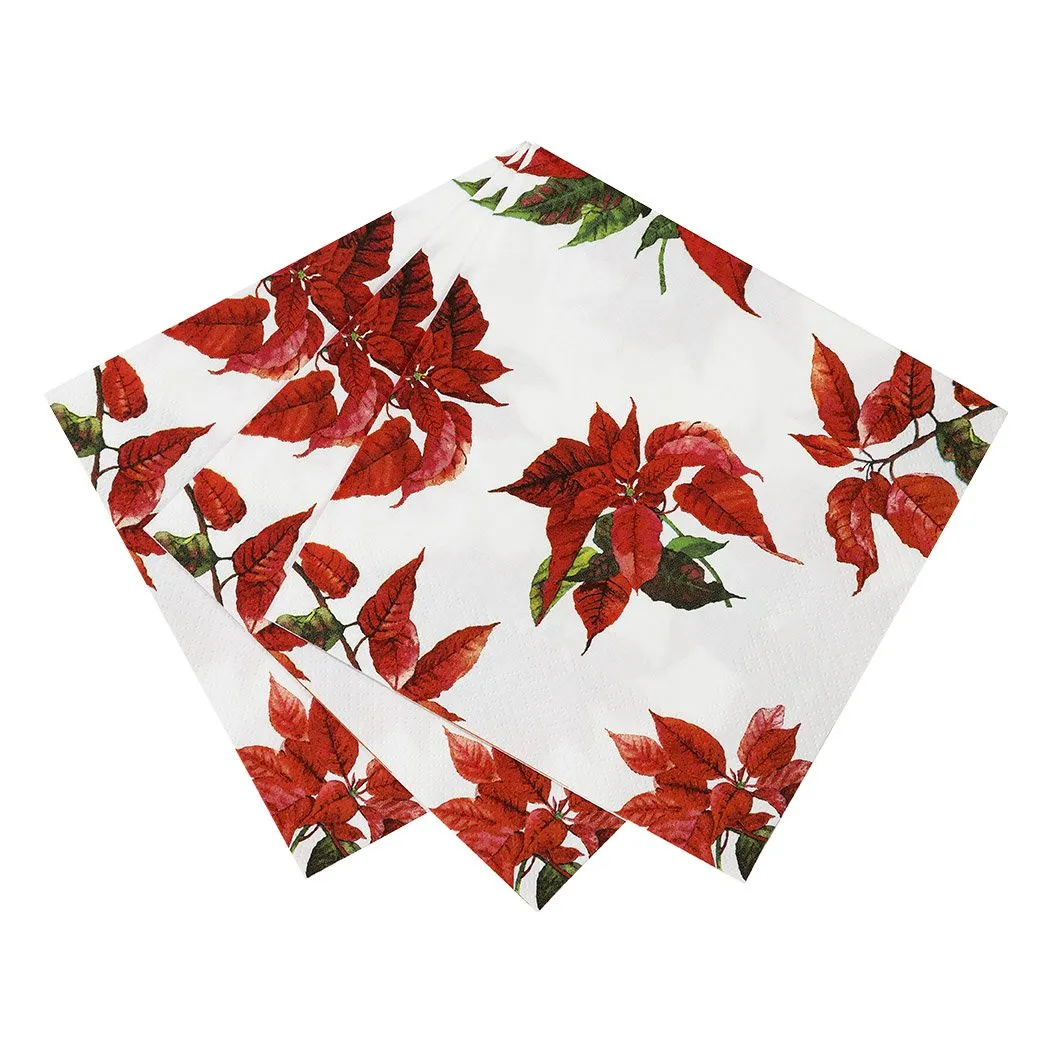 Botanical "Poinsettia" Lunch Paper Napkin