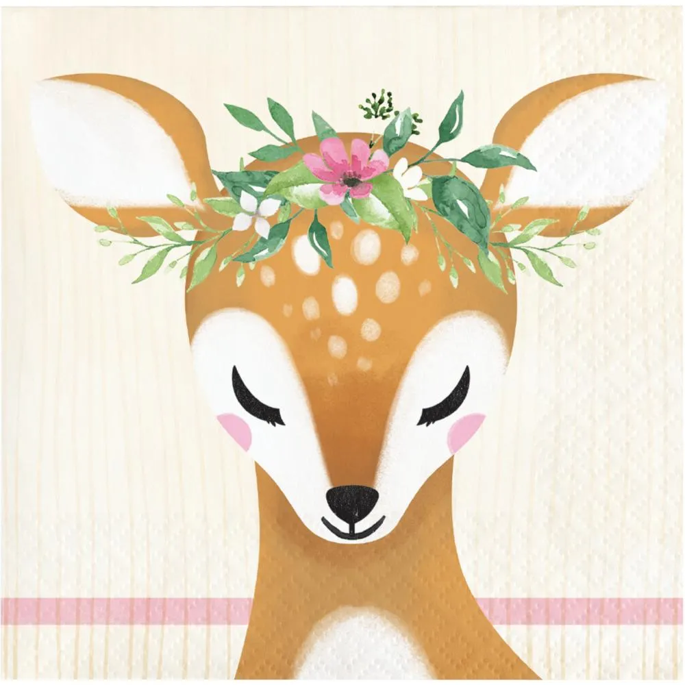 Bulk Little Deer Birthday Beverage Napkins (192 per Case)