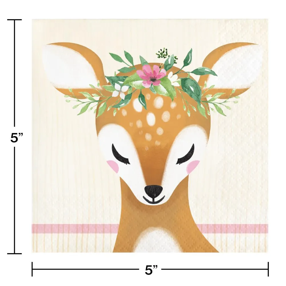 Bulk Little Deer Birthday Beverage Napkins (192 per Case)