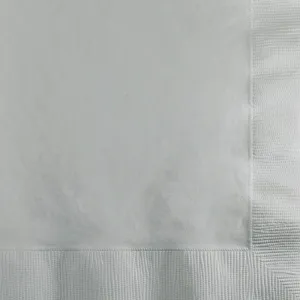 Bulk Shimmering Silver 2 Ply Beverage Napkins (1200 per Case)