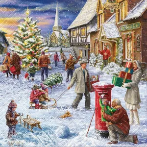 Christmas Post Mail Luncheon Napkin