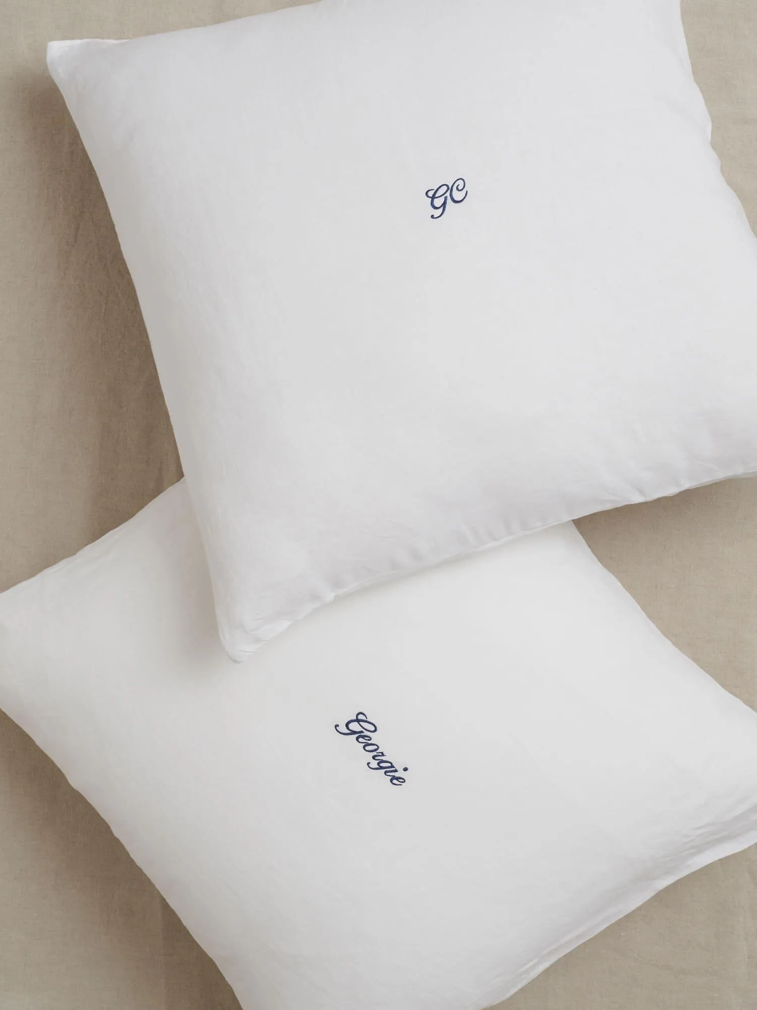 Custom European Linen Pillowcase set (of two) in White