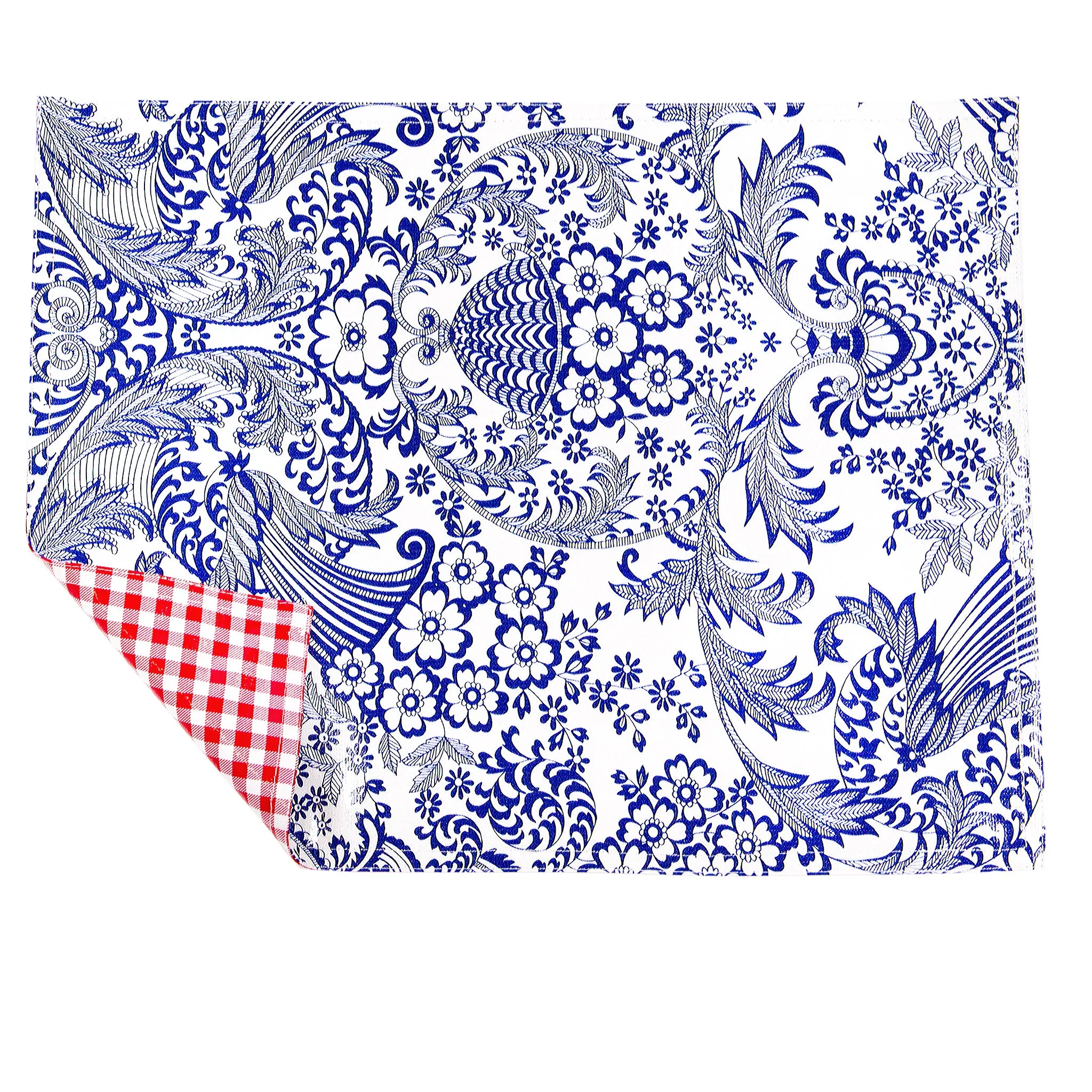 Freckled Sage Genuine Oilcloth Placemats in Toile Blue