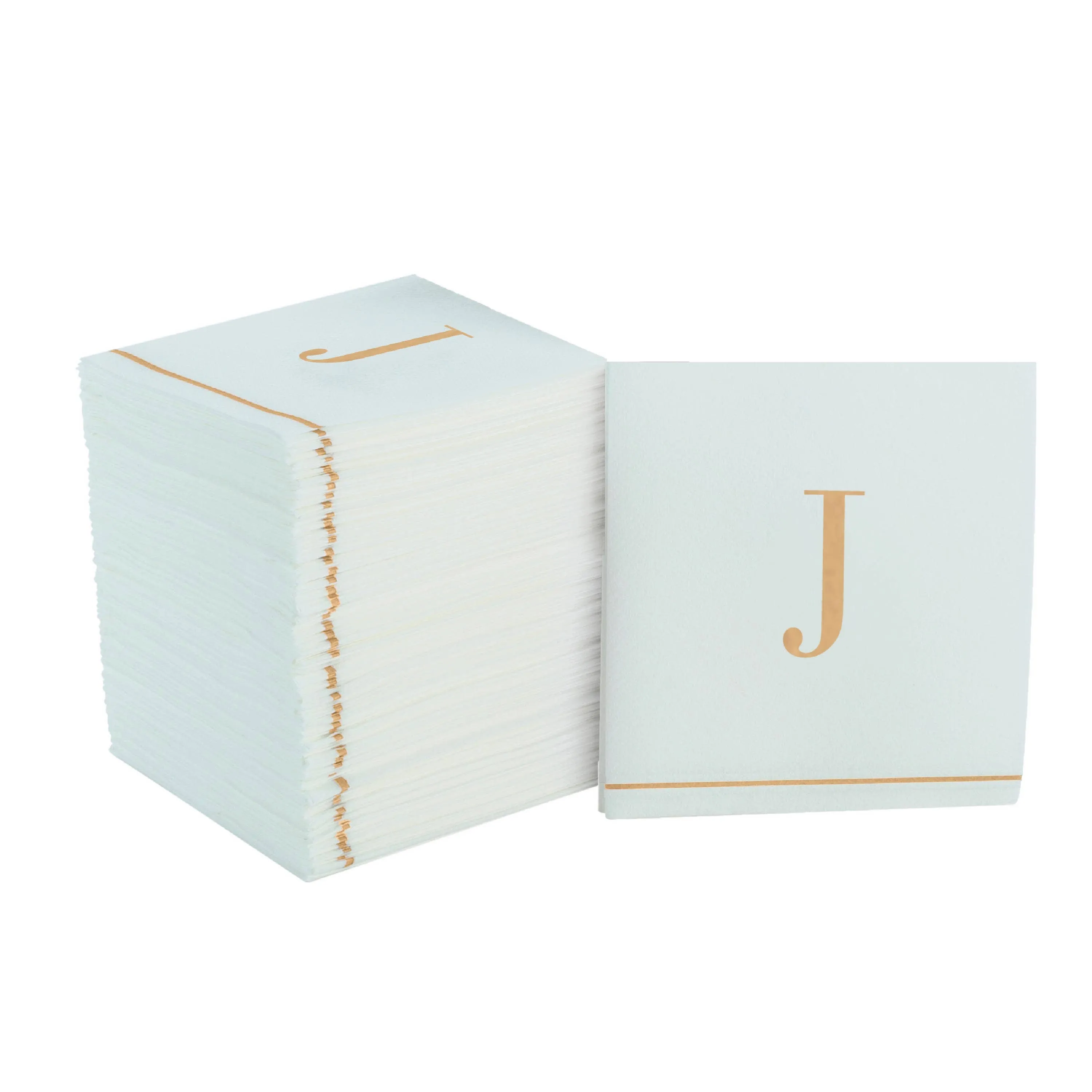 J Gold Monogram Cocktail Paper Napkins