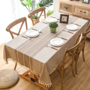 Jacquard Imitation Cotton and Linen Embroidery Tassel Tablecloth Lace Geometry Rectangle Table Cloth