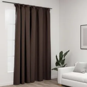 Linen-Look Blackout Curtain with Hooks Taupe 290x245 cm