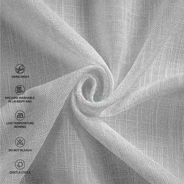 Linen textured Sheer Curtain for Living Room , Curtain for Bedroom, Pack of 2 Curtains - Silver Grey