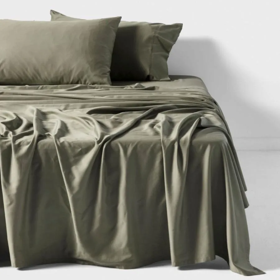 Nara Bamboo Cotton 400TC Sheet Set MOSS by LINEN HOUSE