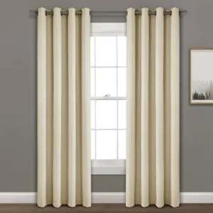 New - 95"x52" Faux Linen Absolute Blackout Grommet Top Single Window Curtain Panel Beige - Lush Décor