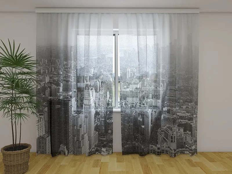 Photo Curtain Black and White Manhattan