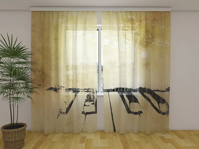 Photo Curtain Vintage Piano and Music Notes