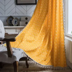 Premium 100% Cotton Curtain for Window & Curtains for Door - Pack of 1 Curtain, Yellow Star