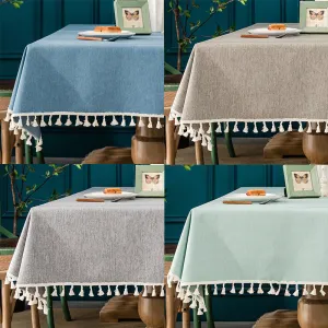 Rectangular Tablecloth Cotton Linen Tablecloth Waterproof and Oil-Proof Tablecloth Lace Design