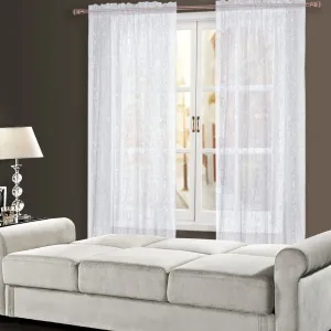 Script White Embroidered Sheer Panel | 54"x84"