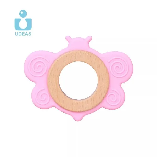 Udeas Silicone and Beech Baby Teether Bracelet - Butterfly