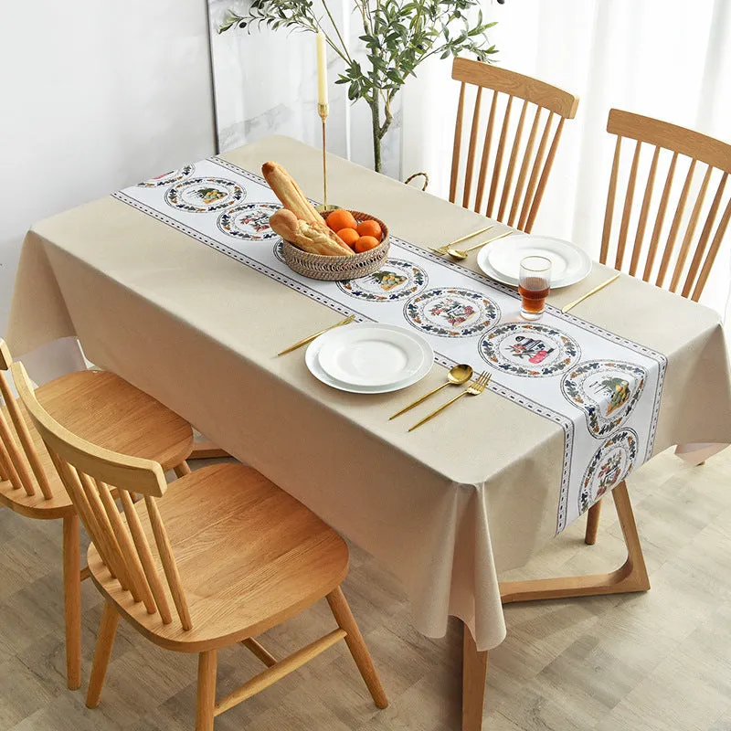 Waterproof Anti-Scald PVC Easy to Wipe Tea Table Cloth Rectangular Household round Table Tablecloth