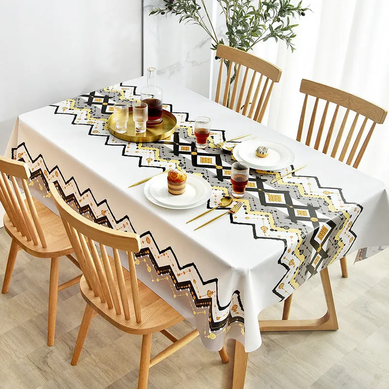 Waterproof Anti-Scald PVC Easy to Wipe Tea Table Cloth Rectangular Household round Table Tablecloth